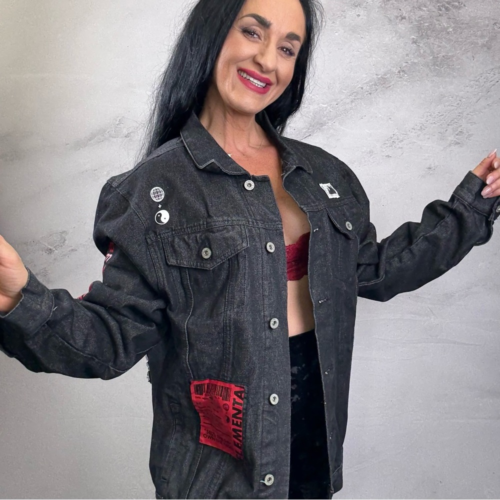 Brooklyn Cloth Black and Red Jean Jacket Classic Style